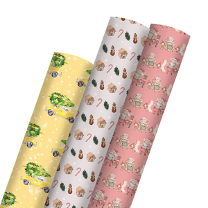 Festive Holidays - Christmas Wrapping Paper Bundle (3 Rolls)