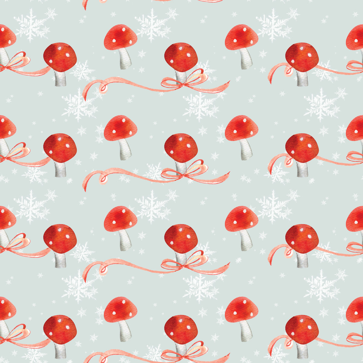 Mushrooms & Bows  - Wrapping Paper