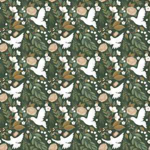Christmas Doves in Green - Wrapping Paper