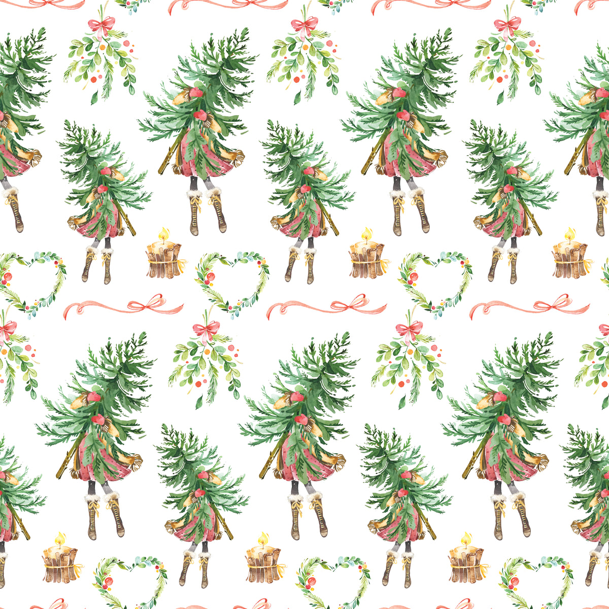 Christmas Girl & Tree - Wrapping Paper