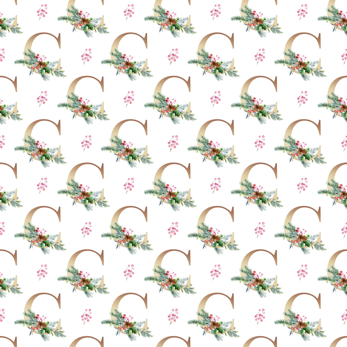 Christmas Monogram C - Wrapping Paper