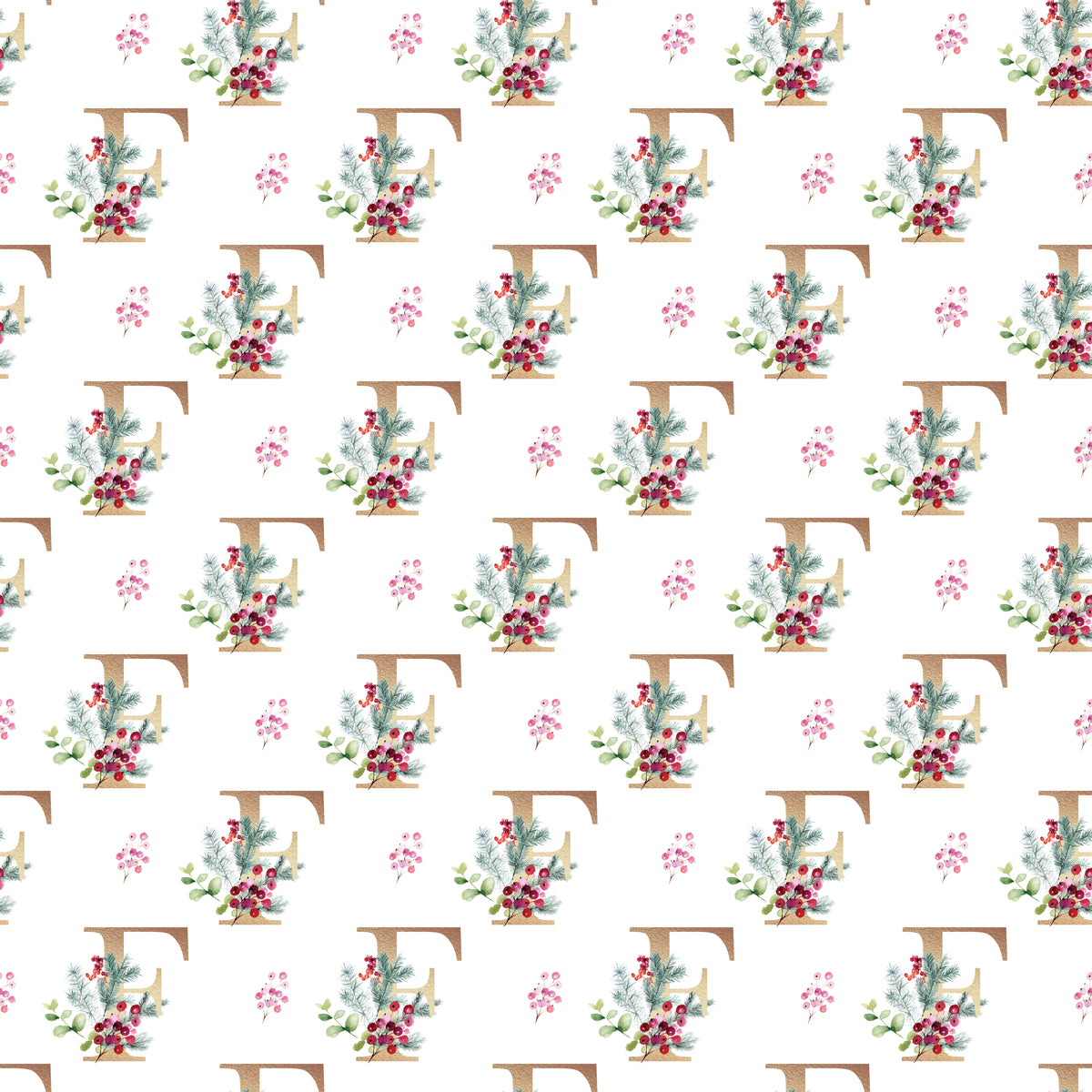 Christmas Monogram F - Wrapping Paper