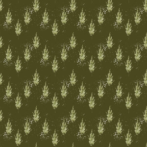 Pine trees in a green background with white dots
