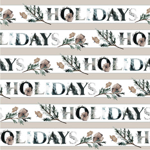 Holiday legend with pine tree branches and brown flowers