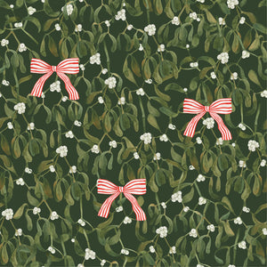 Mistletoes and white and red bows