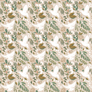 Christmas Doves in Tan - Wrapping Paper
