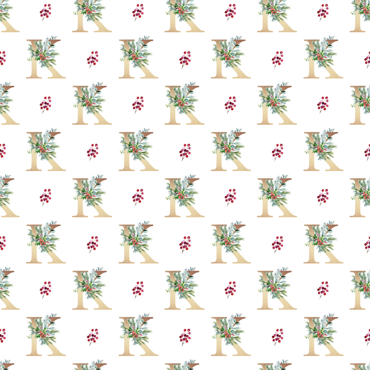 Christmas Monogram K - Wrapping Paper