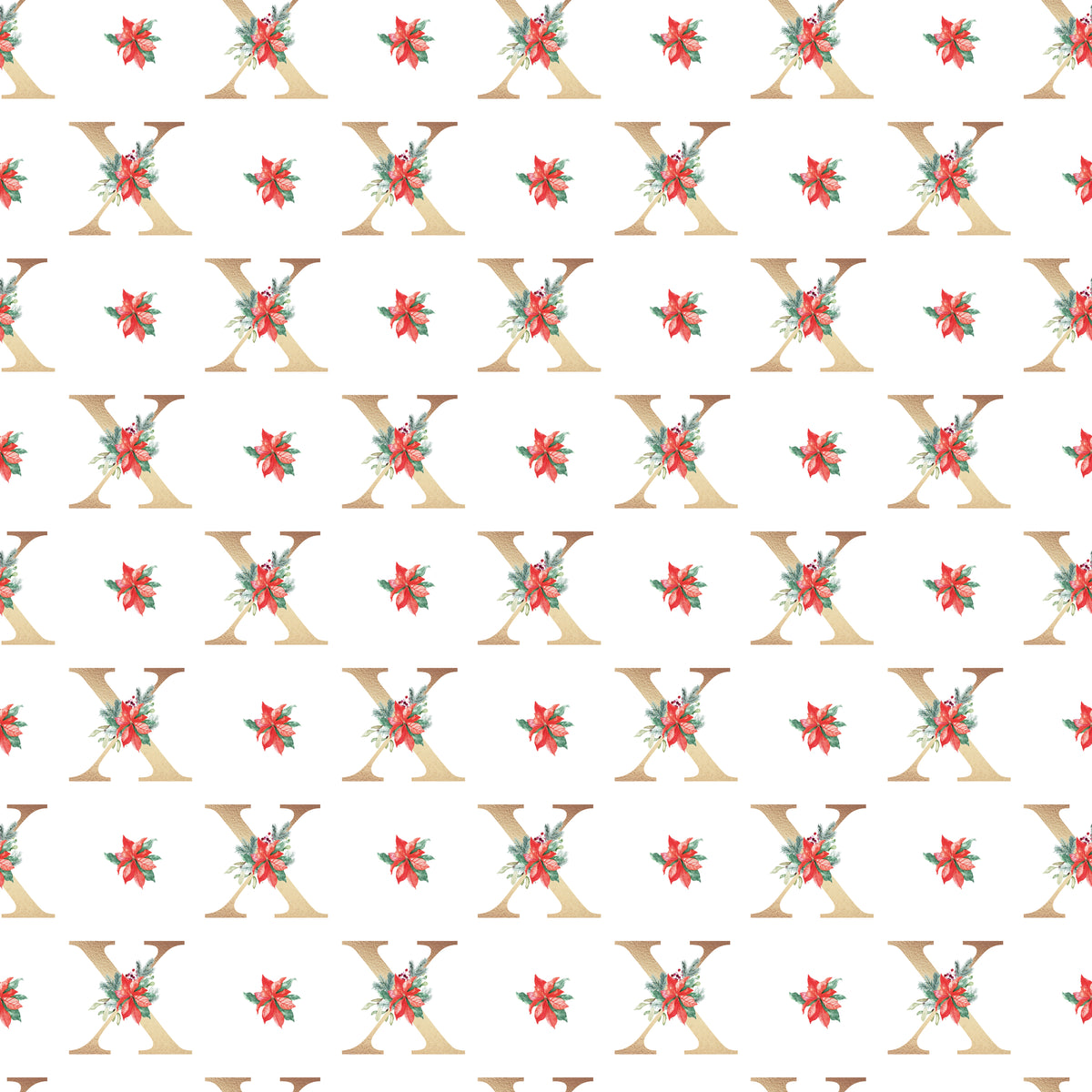 Christmas Monogram X - Wrapping Paper