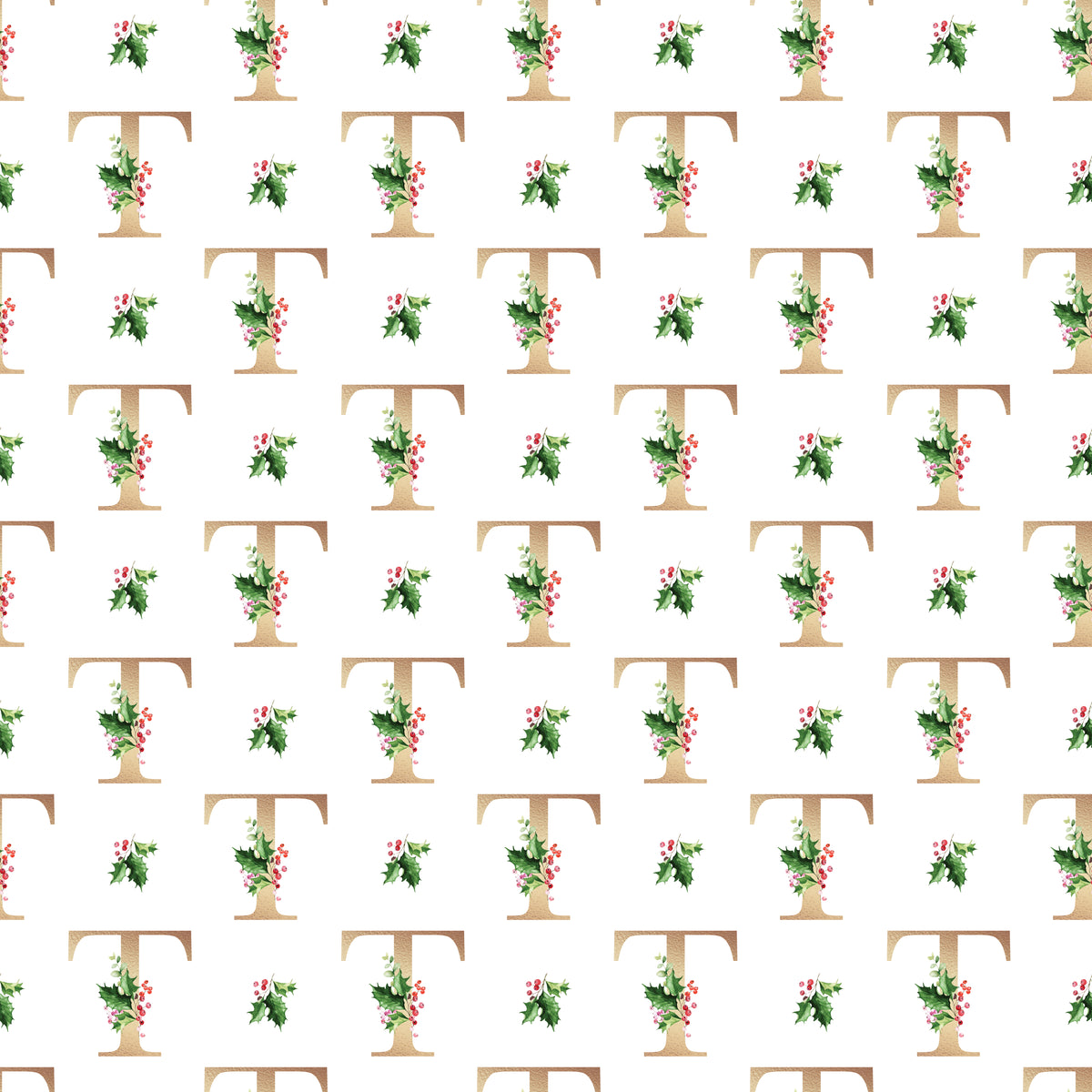 Christmas Monogram T - Wrapping Paper