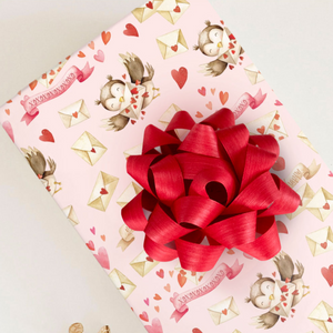 Woodland Owl Delivering Love Notes - Wrapping Paper