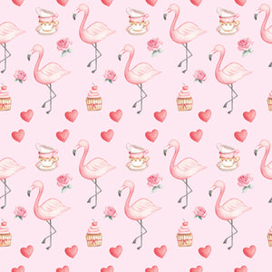 Alice's Tea Party Flamingos Tea Cups & Cupcakes - Wrapping Paper