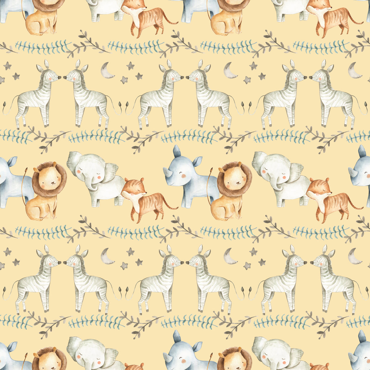 Jungle Baby Animals Kissing - Wrapping Paper