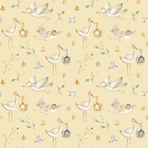 Stork Delivering Sleeping Babies - Wrapping Paper