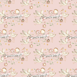 Stork Delivering Beautiful Baby Girl - Wrapping Paper