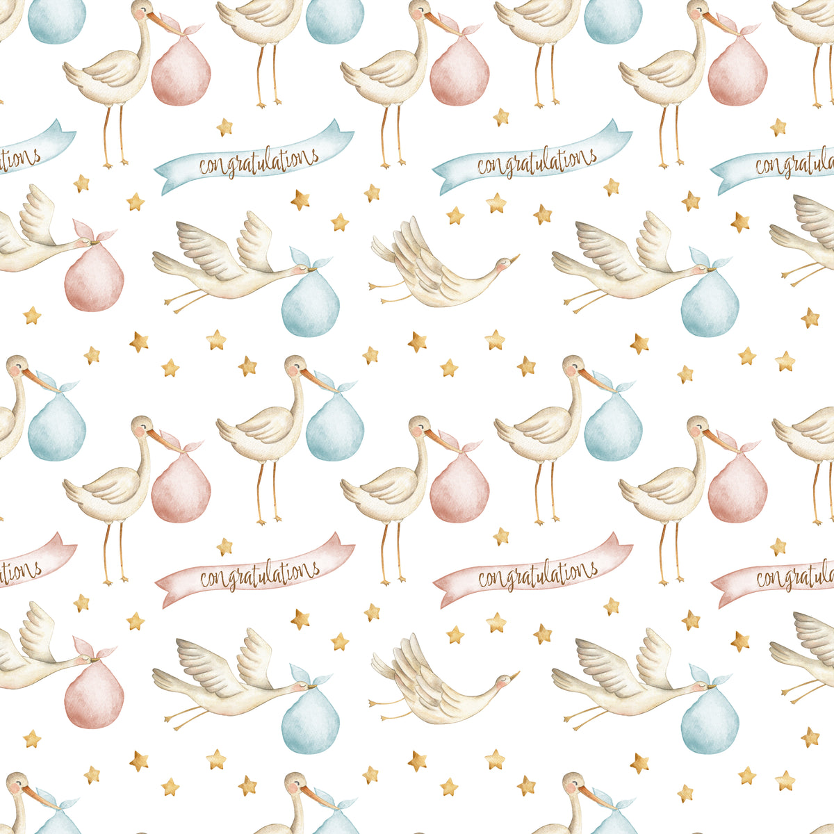Stork Delivering Congratulations - Wrapping Paper