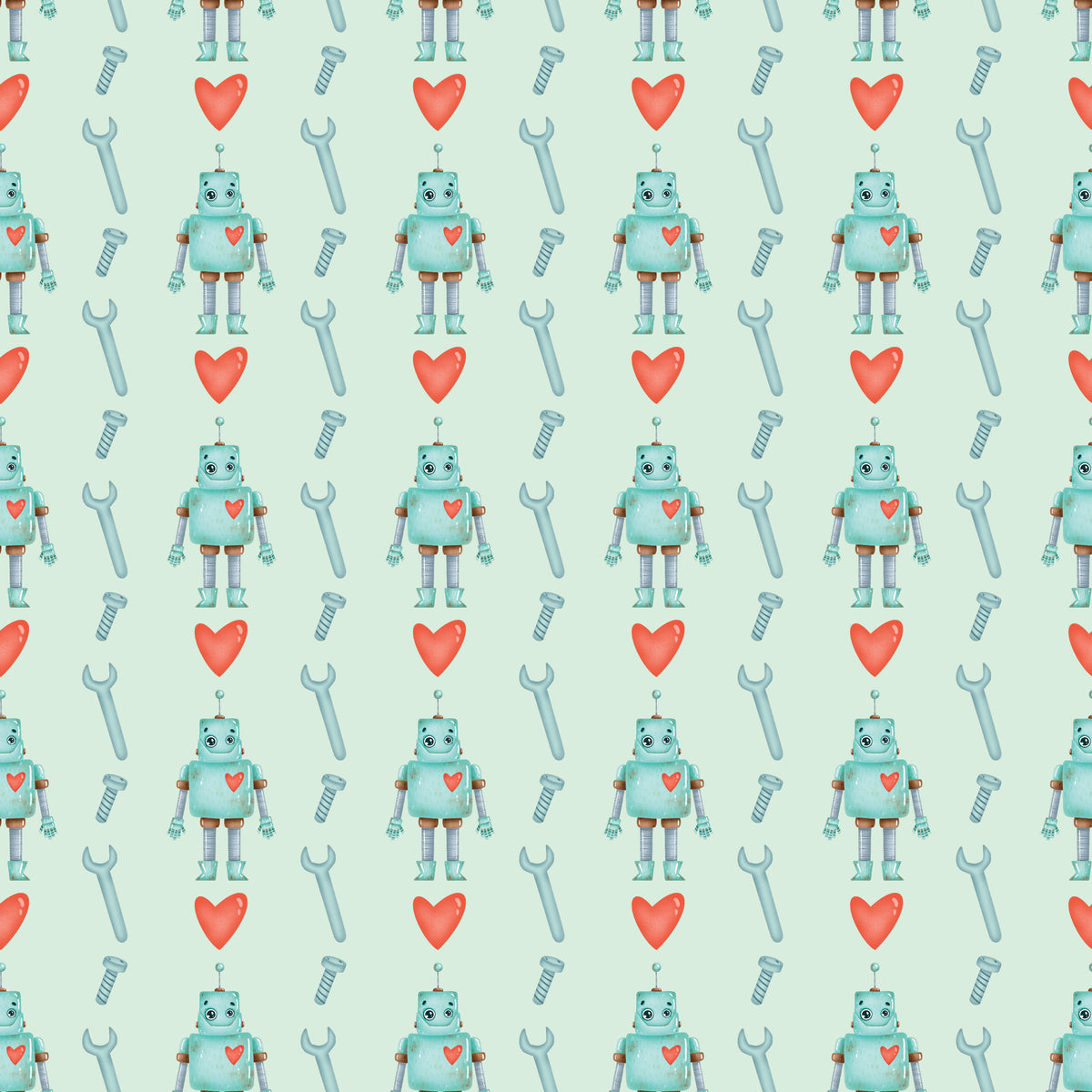 Happy Heart Robot - Wrapping Paper