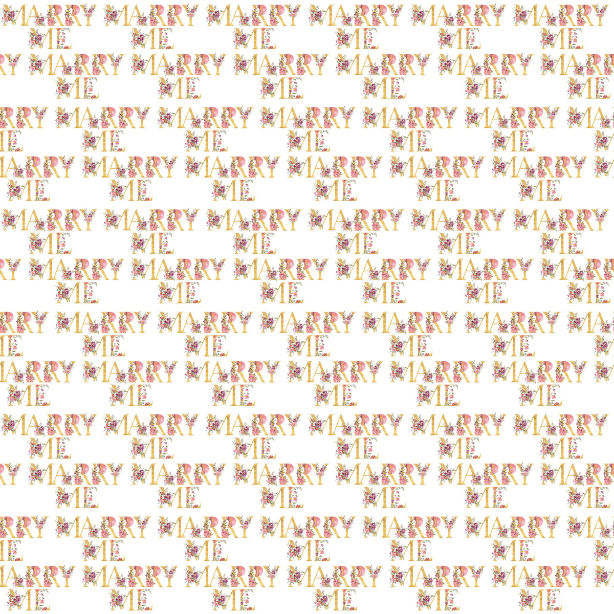 Marry Me Floral Letters Small - Wrapping Paper