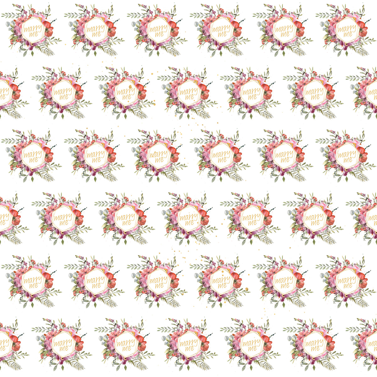 Marry Me Bouquet Gold Frame - Wrapping Paper
