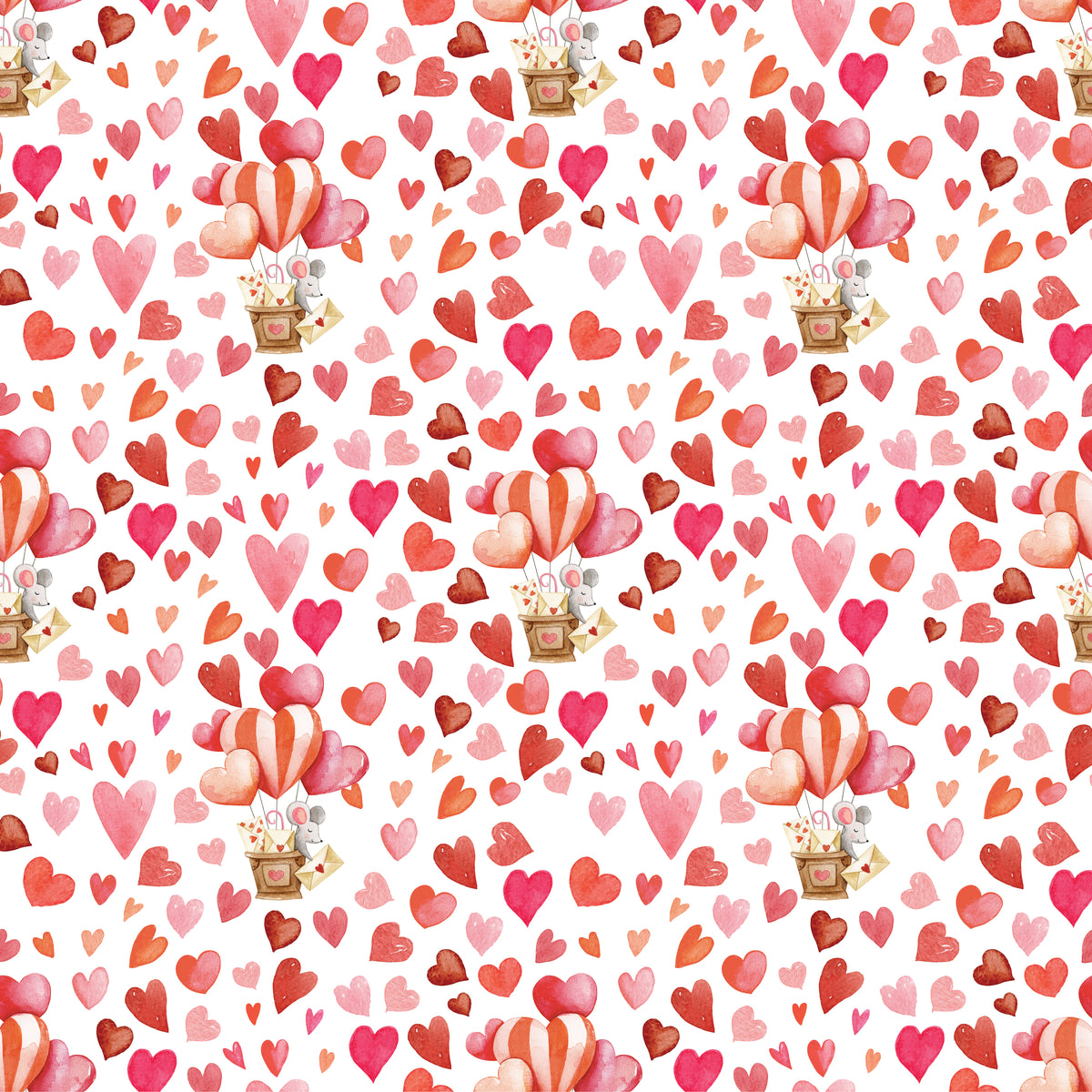 Woodland Mouse Love Air Balloon - Wrapping Paper