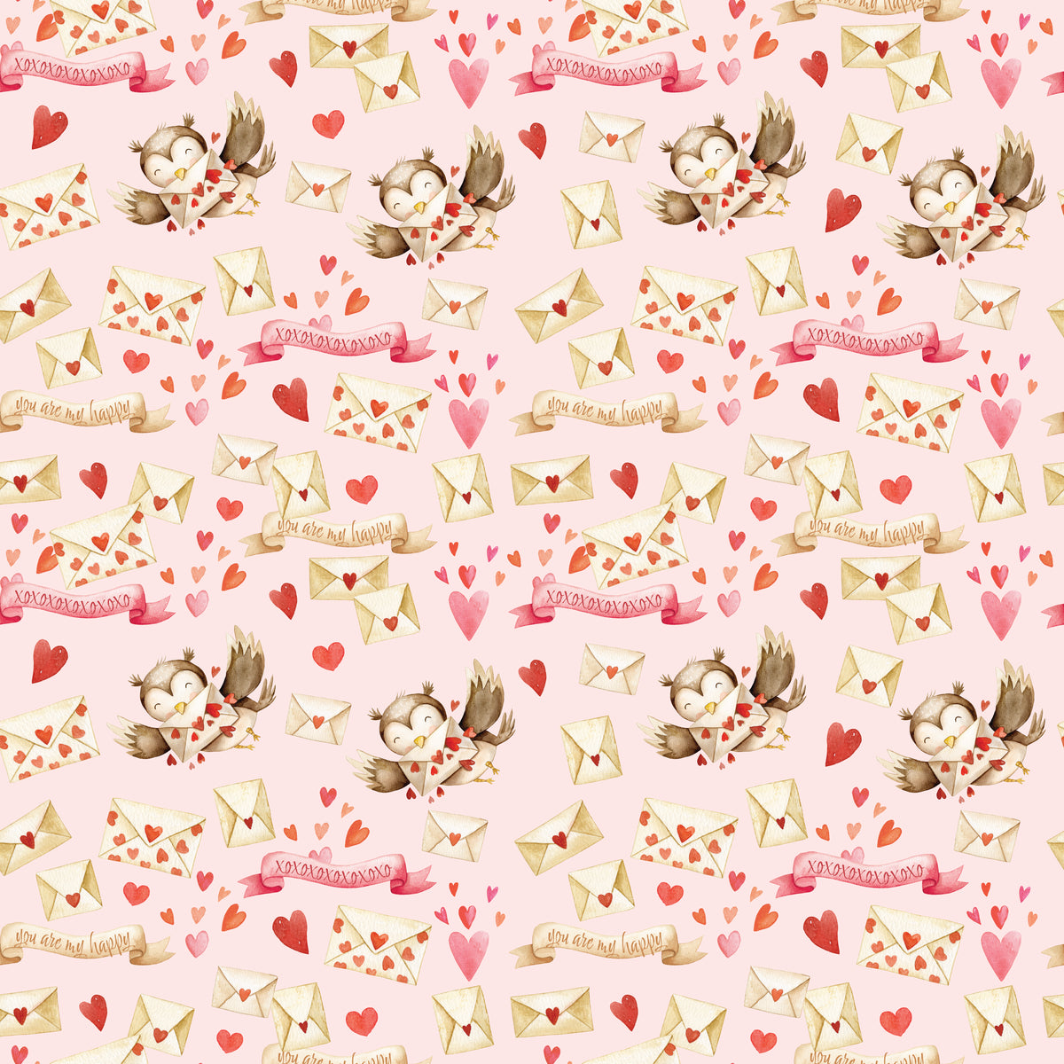 Woodland Owl Delivering Love Notes - Wrapping Paper