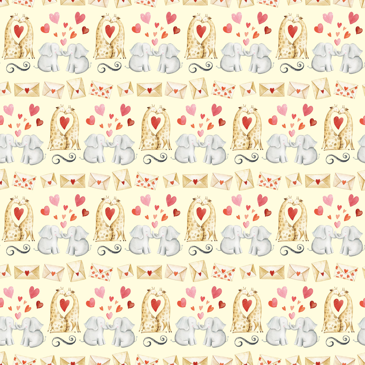 Woodland Animals Kissing (Yellow) - Wrapping Paper