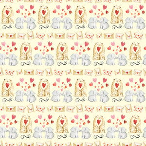 Woodland Animals Kissing (Yellow) - Wrapping Paper