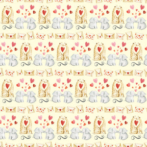 Woodland Animals Kissing (Yellow) - Wrapping Paper