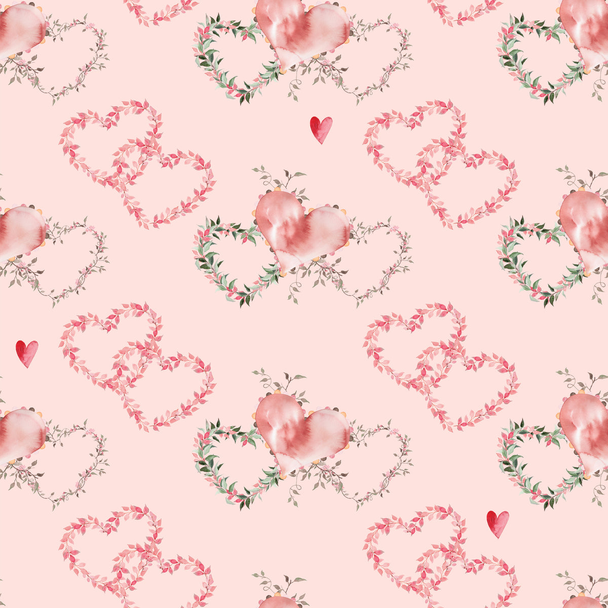 Valentine Hearts Wreaths - Wrapping Paper