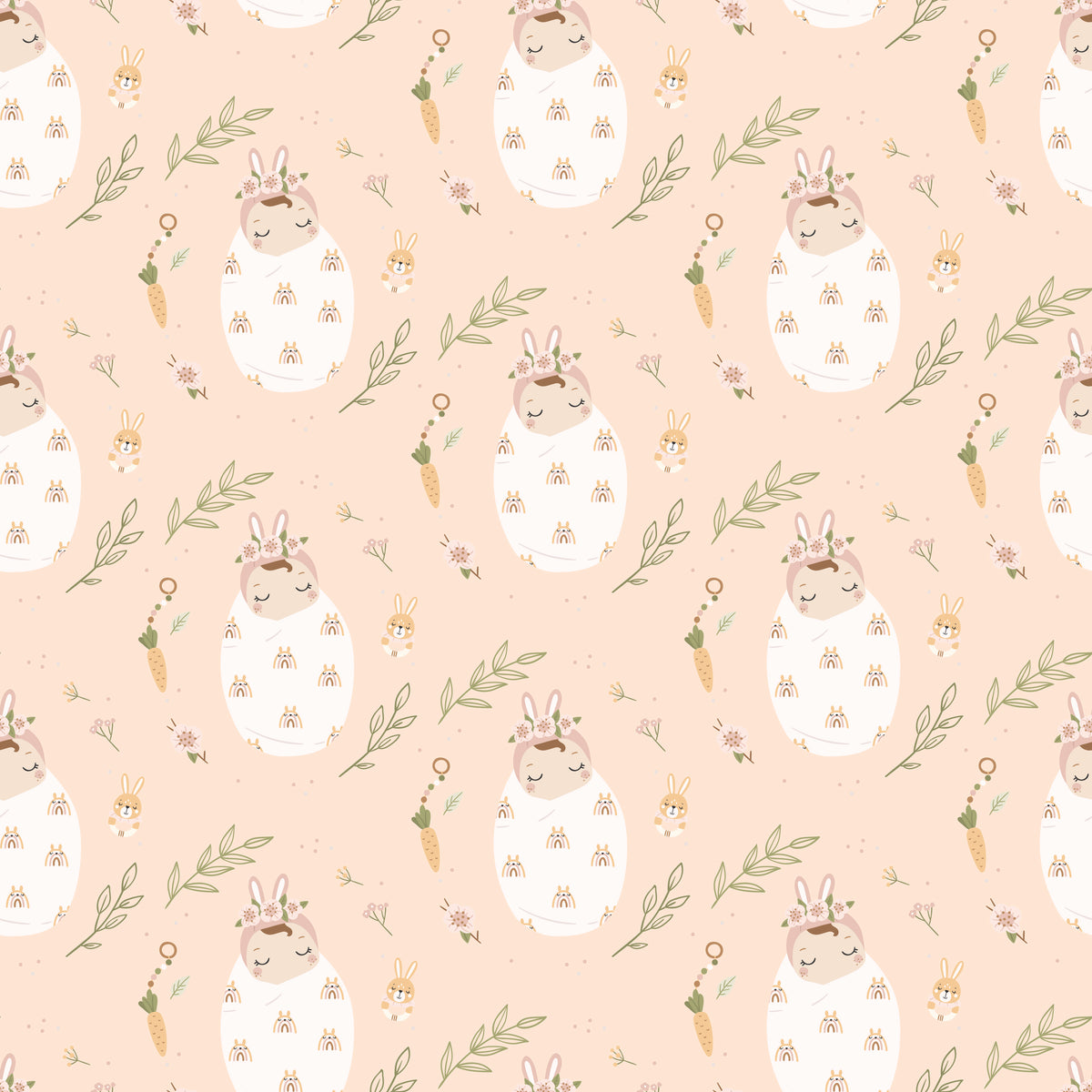 Peach Baby & Bunny - Wrapping Paper