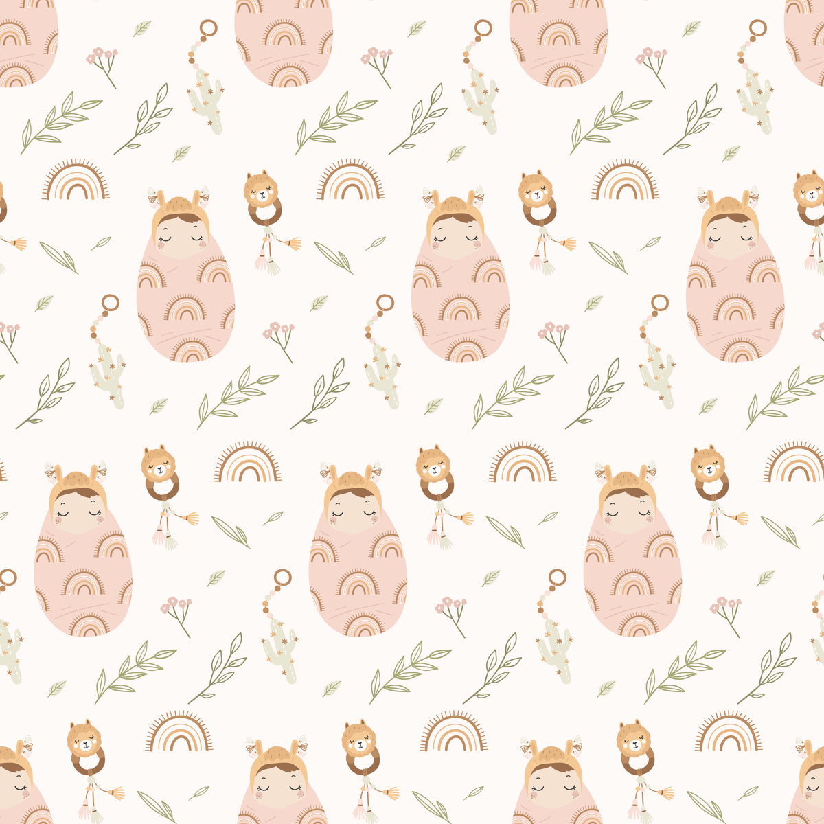 Peach Baby & Llama - Wrapping Paper