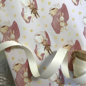 Napping Baby Girl and her Baby - Wrapping Paper