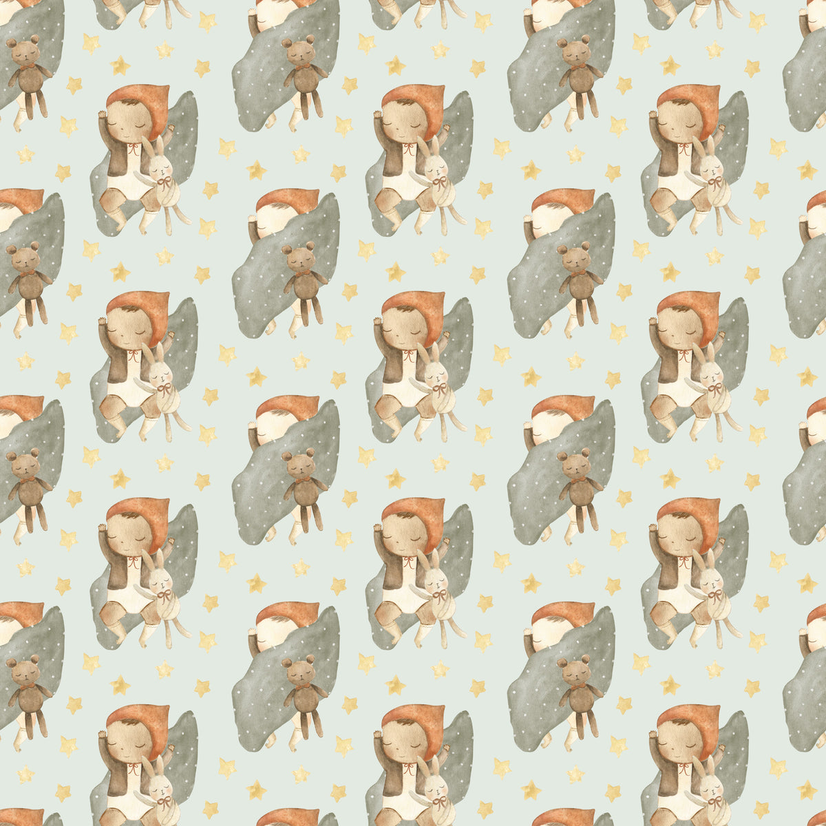 Napping Baby Boy and his Buddy - Wrapping Paper