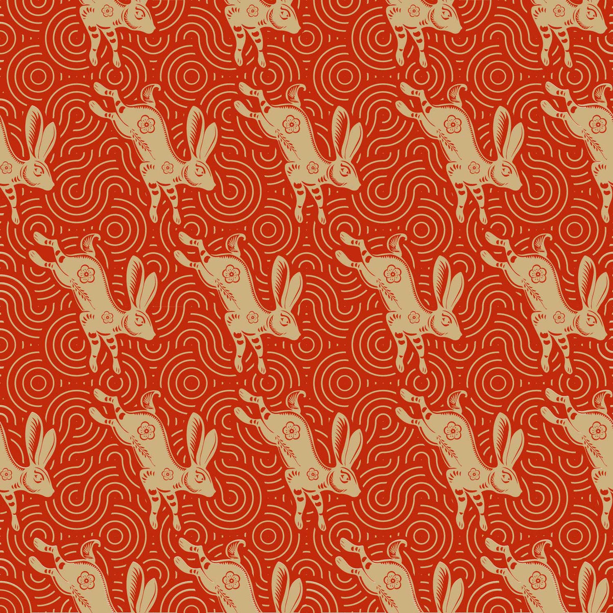 Lunar Red Rabbit Red & Gold - Wrapping Paper