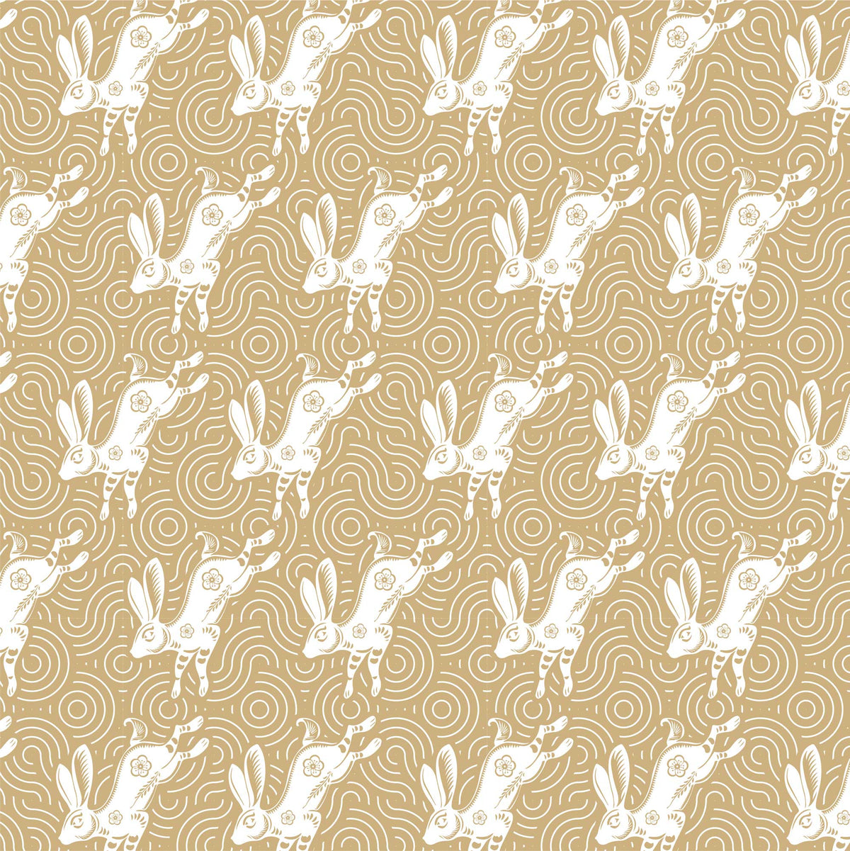 Lunar Red Rabbit Gold & White - Wrapping Paper