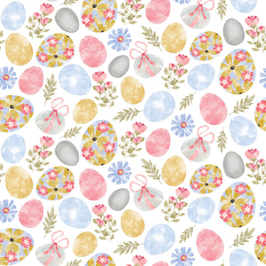 Green & Pink Floral Easter Eggs - Wrapping Paper