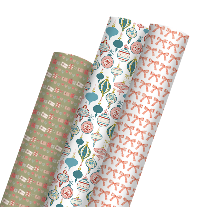 Gifts &amp; Bows - Christmas Wrapping Paper Bundle (3 Rolls)