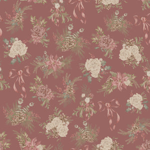 Holly Bouquet with Vintage Roses | Kraft Wrapping Paper | Waterleaf Paper