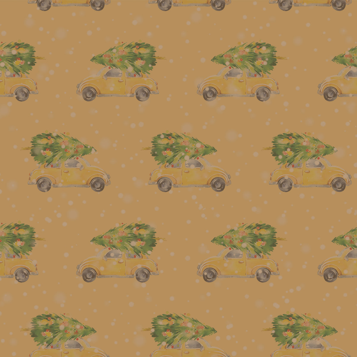 Christmas Car (Yellow) | Kraft Wrapping Paper | Waterleaf Paper
