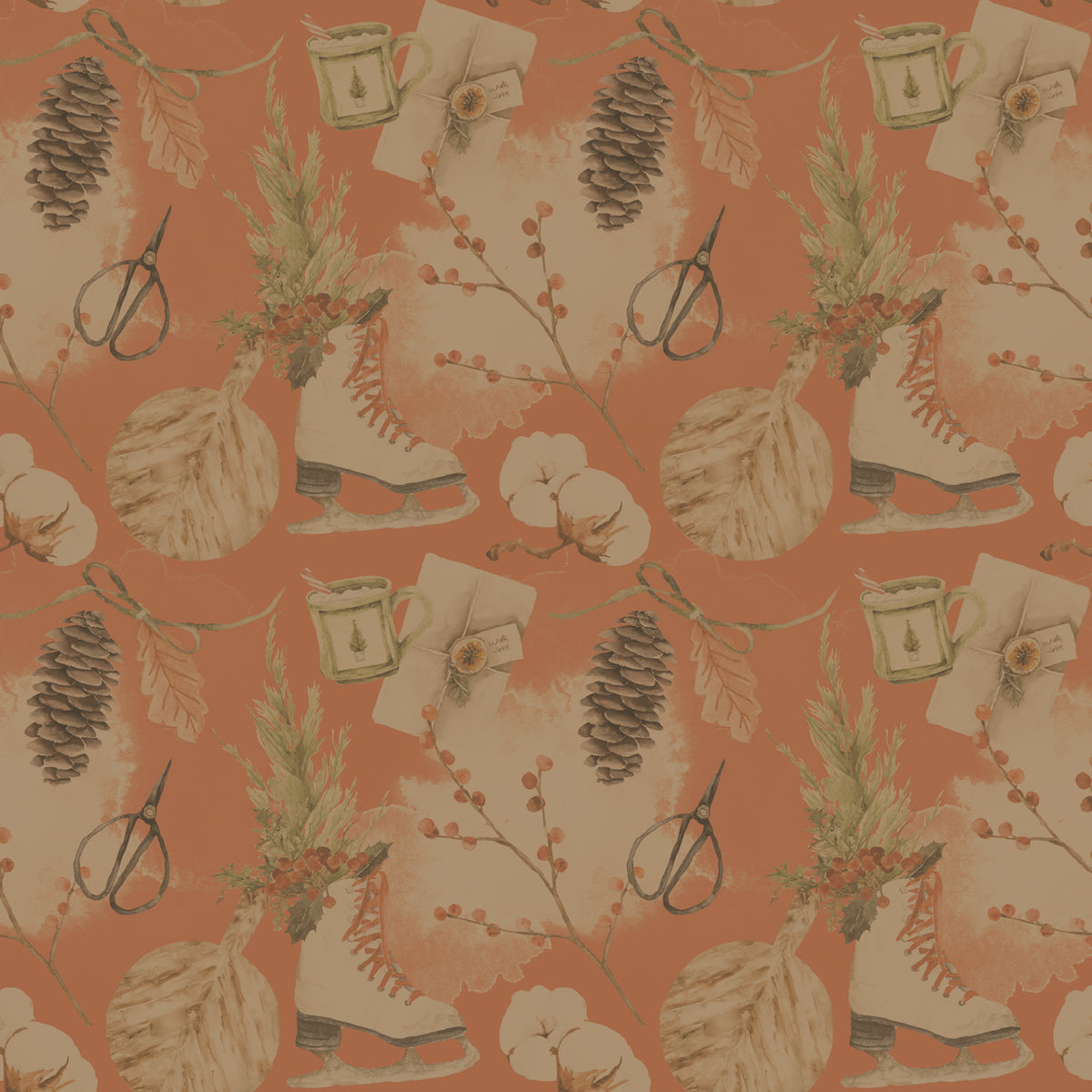 BoHo Christmas Ice Skates | Kraft Wrapping Paper | Waterleaf Paper