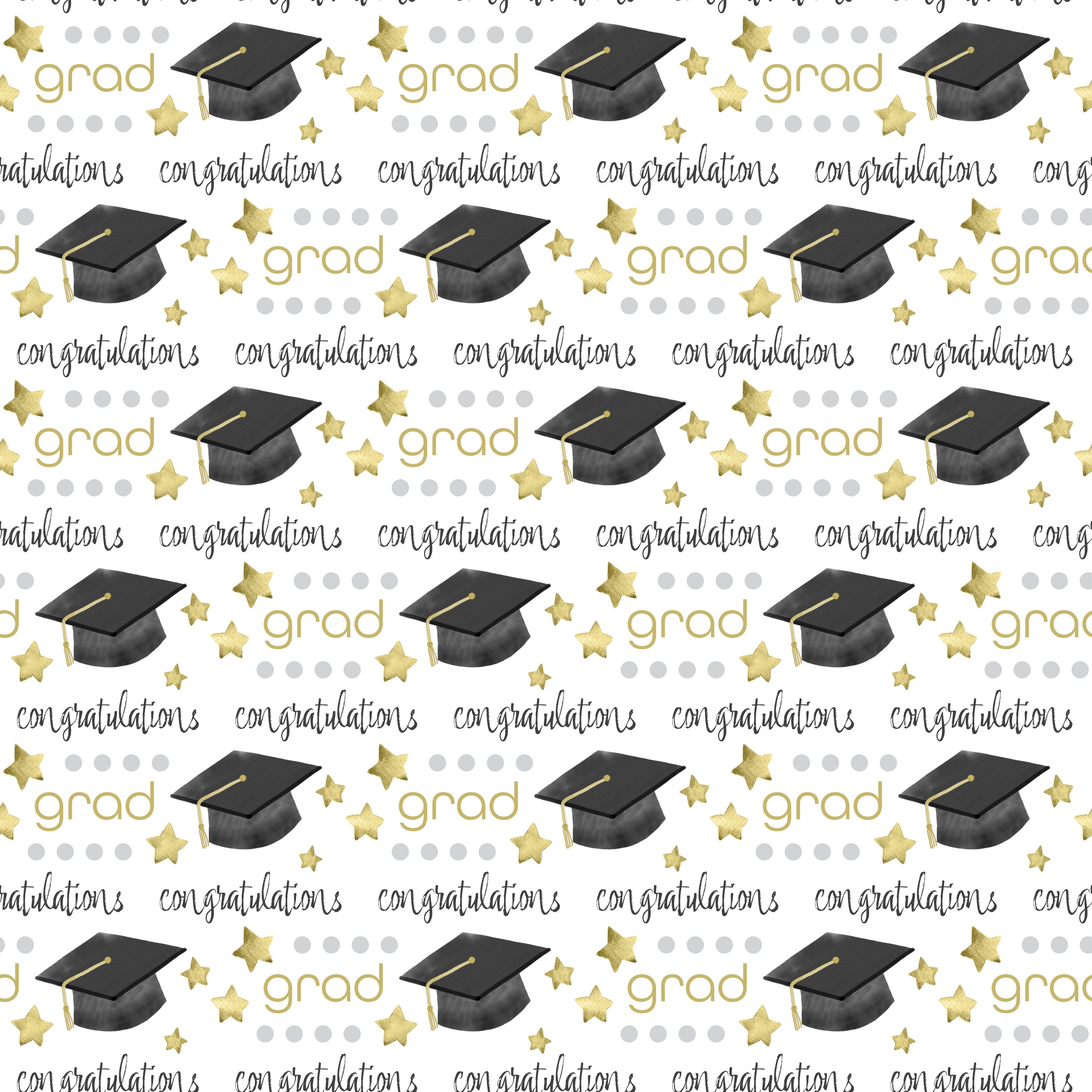 Graduation Wrapping Paper 2023, 6 Sheets White and Gold Grad Gift Wrap  Papers, Flat Wrap 20 x 28 inches per sheet with 1 Roll Gold Ribbon for  Ceremony