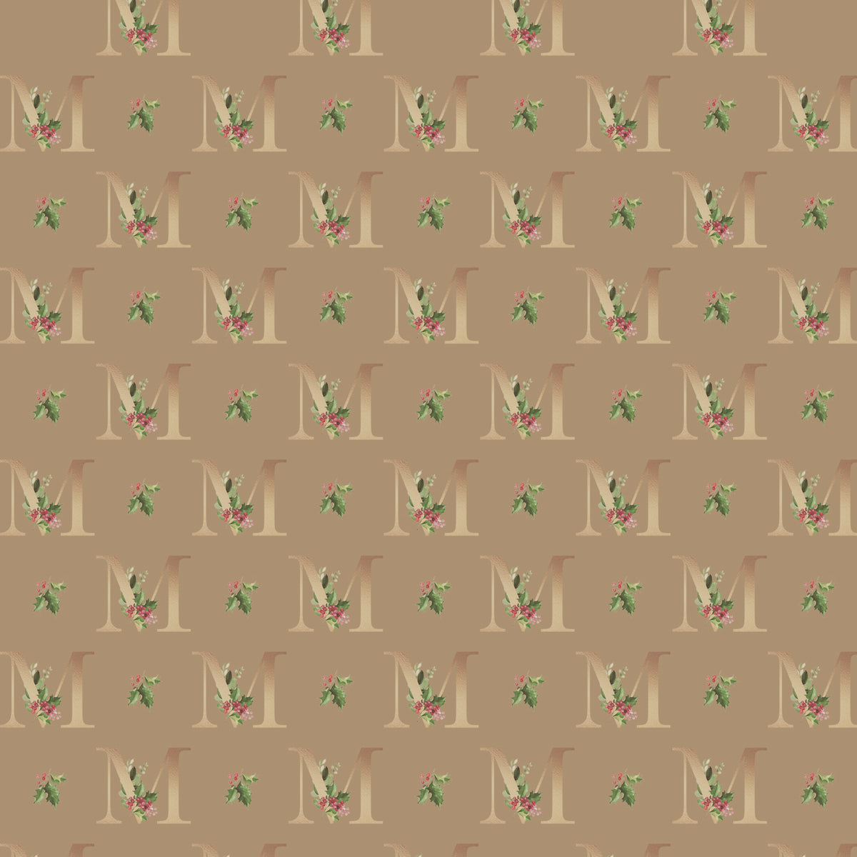 Monograms - Letter M | Kraft Wrapping Paper | Waterleaf Paper