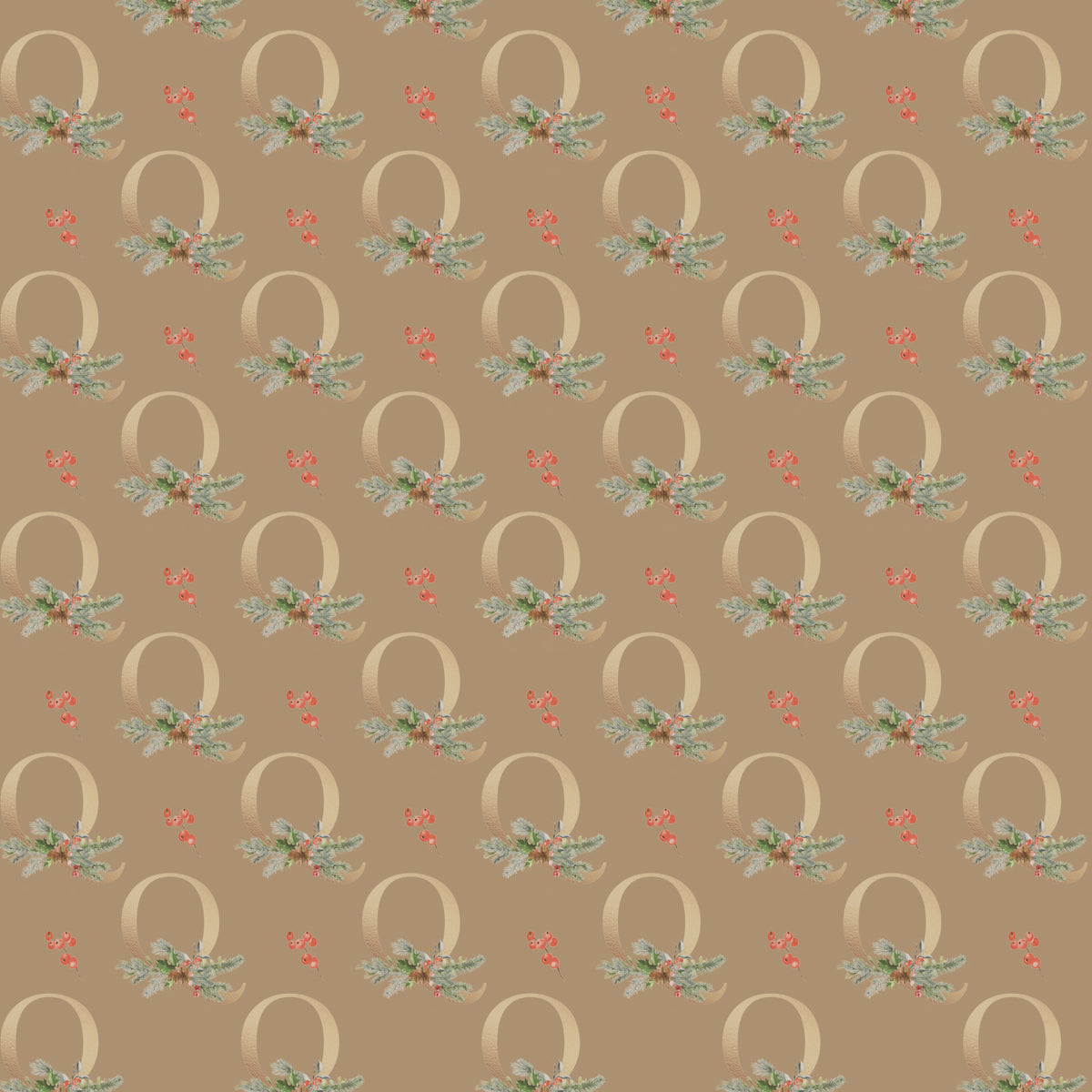 Monograms - Letter Q | Kraft Wrapping Paper | Waterleaf Paper