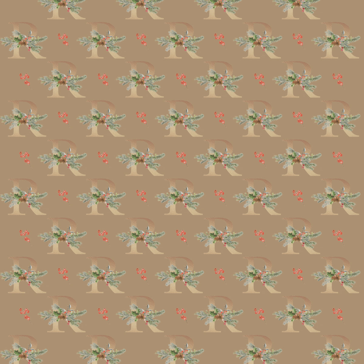 Monograms - Letter R | Kraft Wrapping Paper | Waterleaf Paper
