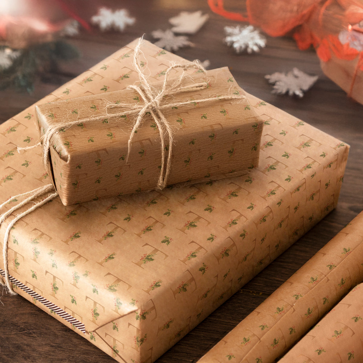 T Wrapping Paper Christmas Wrapping Paper Monogram T | Sustainable Luxury Gift Wrap ...