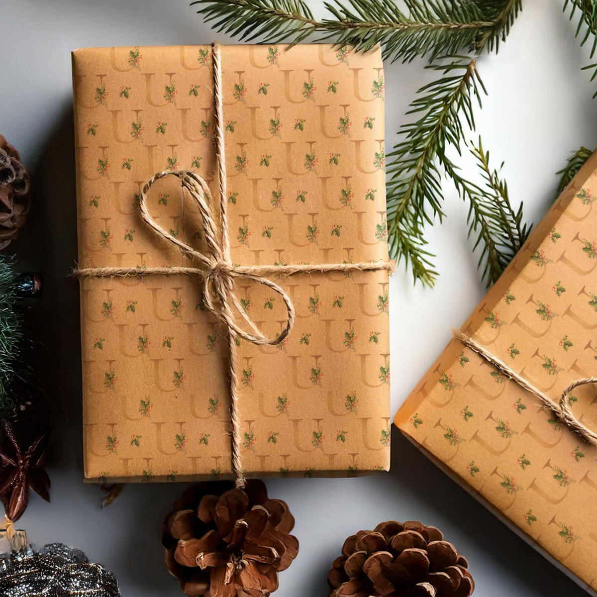 Monograms - Letter U | Kraft Wrapping Paper | Waterleaf Paper