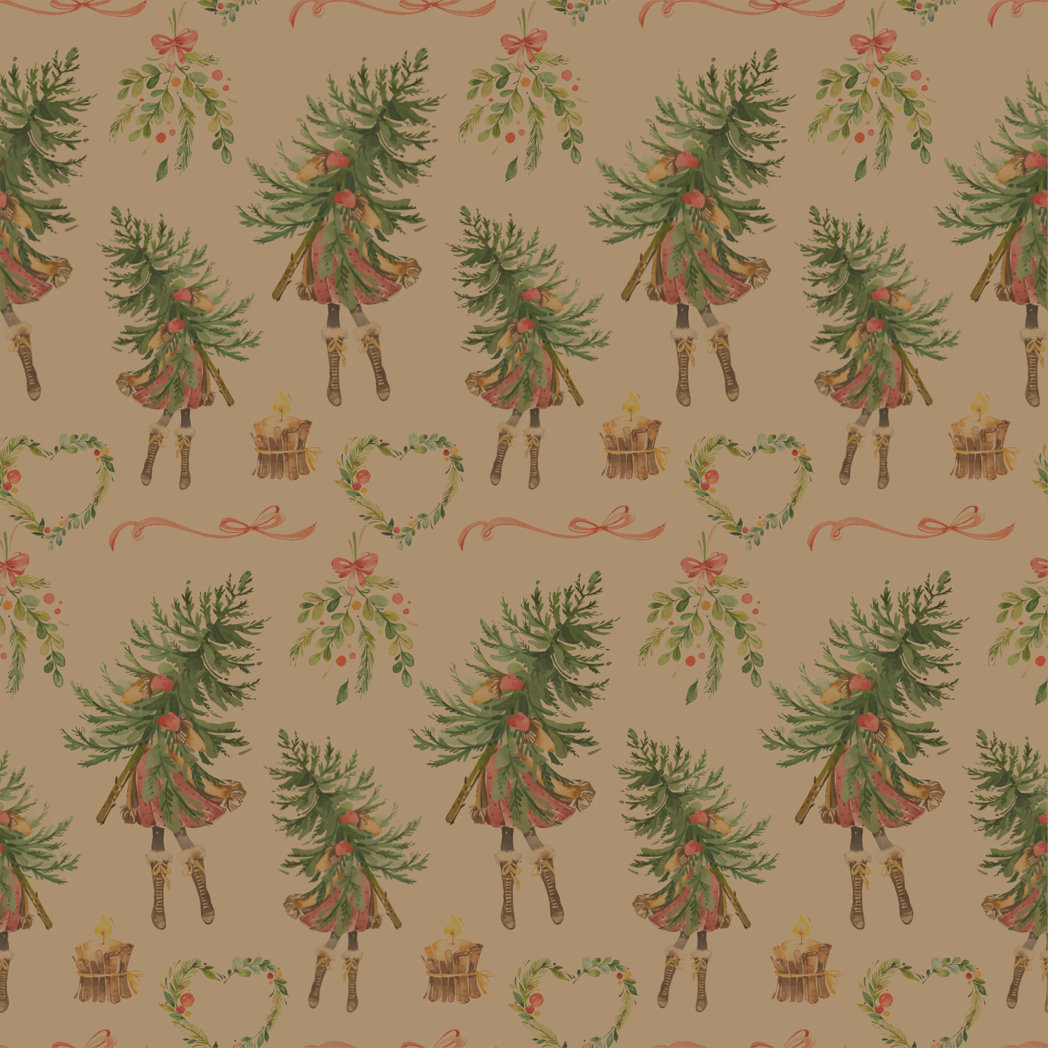 Christmas Trees & Girls Wrapping Paper | Zero Waste White Gift Wrap - Waterleaf Paper Company for Free Printable Christmas Gift Wrapping Paper