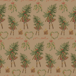 Christmas Girl & Tree | Kraft Wrapping Paper | Waterleaf Paper