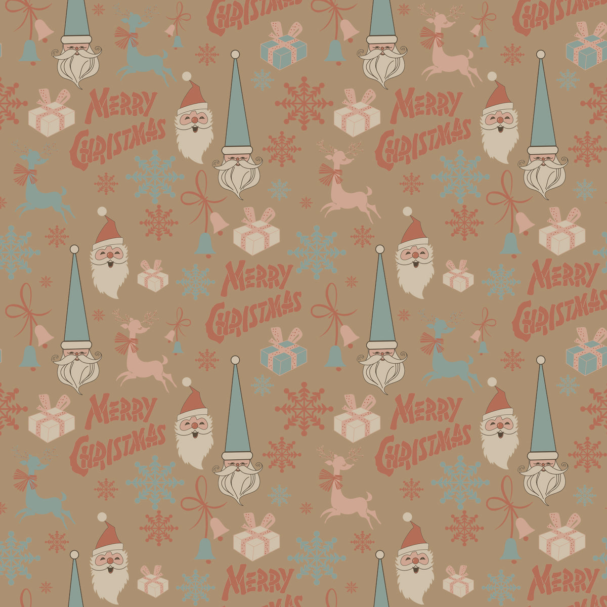 Mid-Century Merry Christmas | Kraft Wrapping Paper | Waterleaf Paper