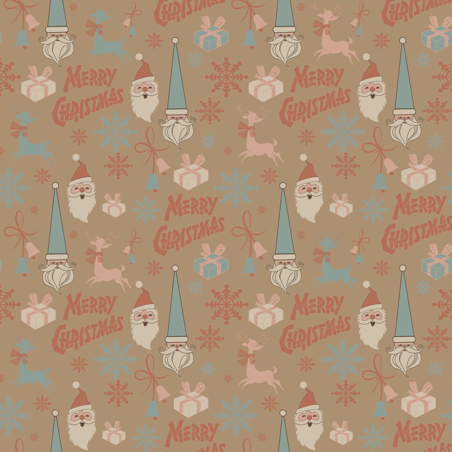 Mid-Century Merry Christmas | Kraft Wrapping Paper | Waterleaf Paper