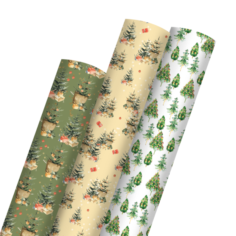 Winter Trees - Christmas Wrapping Paper Bundle (3 Rolls)